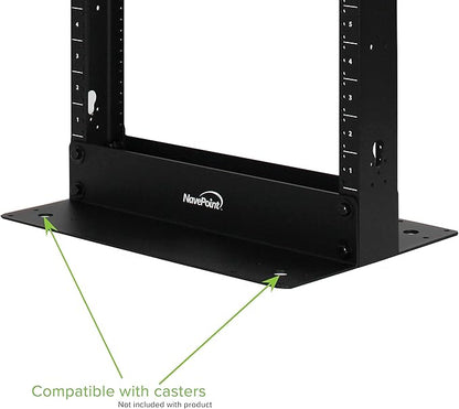 NavePoint 45U 2 Post Open Frame Server Rack for 19 Inch Equipment, AV, Networking, Data & IT Devices, 2-Post Rack 45U 881lbs Weight Capacity, Black
