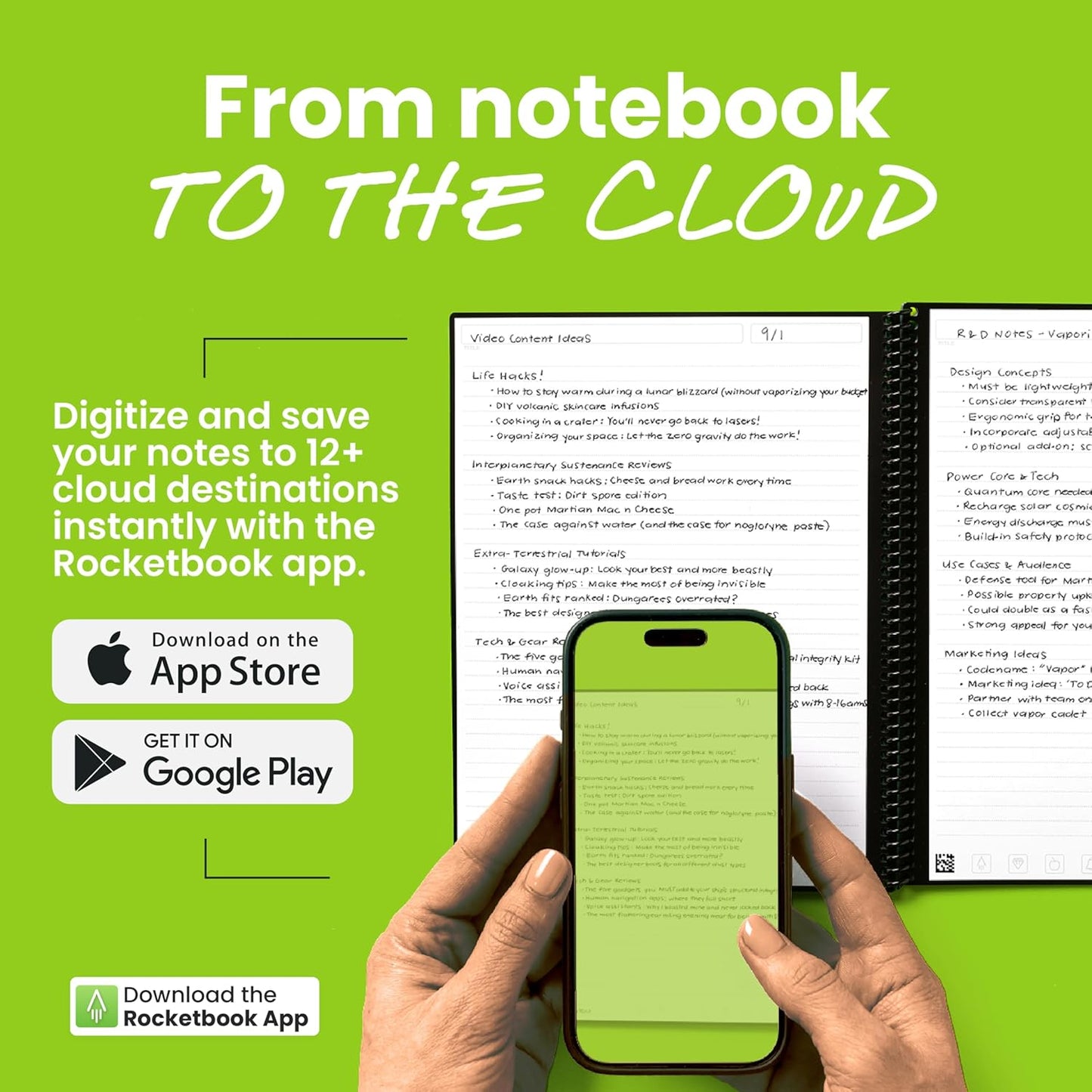 Rocketbook New Core Reusable Spiral Notebook, Letter Size 8.5x11, Red - Lined Pages, App-Connected, Erasable, Durable Cover, Ideal for School, Work, and Creative Projects