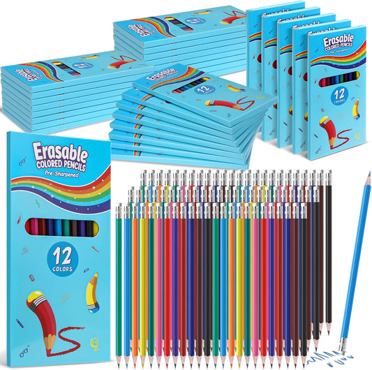 16 Sets 192 Pack Erasable Colored Pencils 12 Colors Pencils Smooth Colors with Erasers for Drawing Sketching Coloring Books Kids Adults Beginners Artists School Coloring Supplies