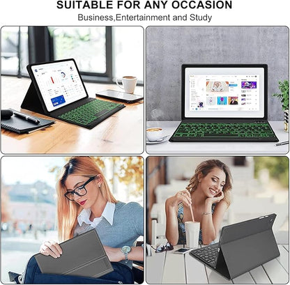 Keyboard case for Samsung Galaxy Tab A11 Plus / A9 Plus 11 inch, Bluetooth Backlit A9+ Keyboard Case with S Pen Holder for A11+ 11", Black