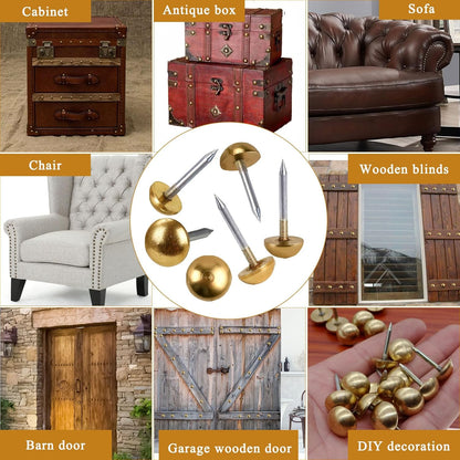 30 Pcs Retro Solid Pure Brass Tacks, 1/2",12 mm Upholstery Nails for Furniture, Decorative Brass Nails for Wood, Carpet Tacks, Cap Nails,Thumb Tacks, Brass Fasteners