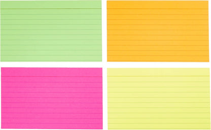 Amazon Basics Ruled Index Flash Cards for Studying and Note Taking, Assorted Neon Colored, 3x5 Inch, 300-Count
