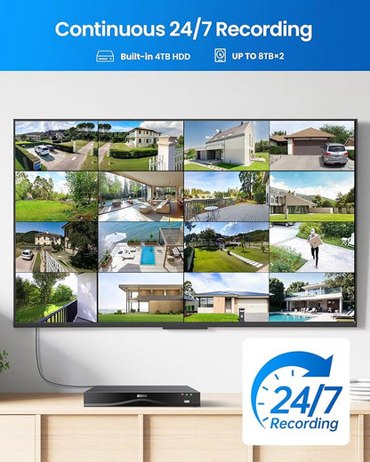 ZOSI 4K 16CH PoE NVR Security Camera System, 12 x 8MP PoE IP Camera Outdoor Indoor with AI Human Vehicle Detection, Night Vision, IP66 Weatherproof, 4K 16CH NVR with 4TB HDD for 24/7 Recording
