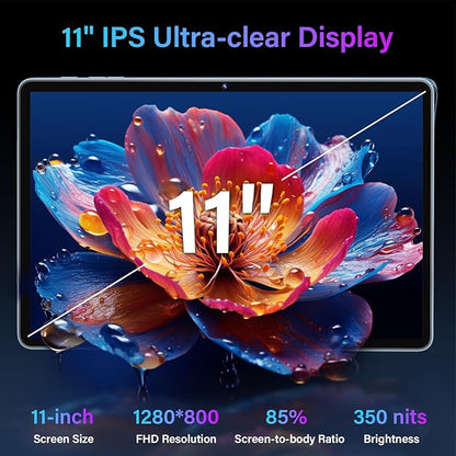 11 Inch Tablet Android 15 Tablet, 2026 Tablets with keyboard, 24GB+256GB+2TB Expand, 2 in 1 Tablets with Case Mouse Stylus, 8000mAh Battery, Octa-Core, Supports Widevine L1, 5G WiFi, GPS (Silver Case)