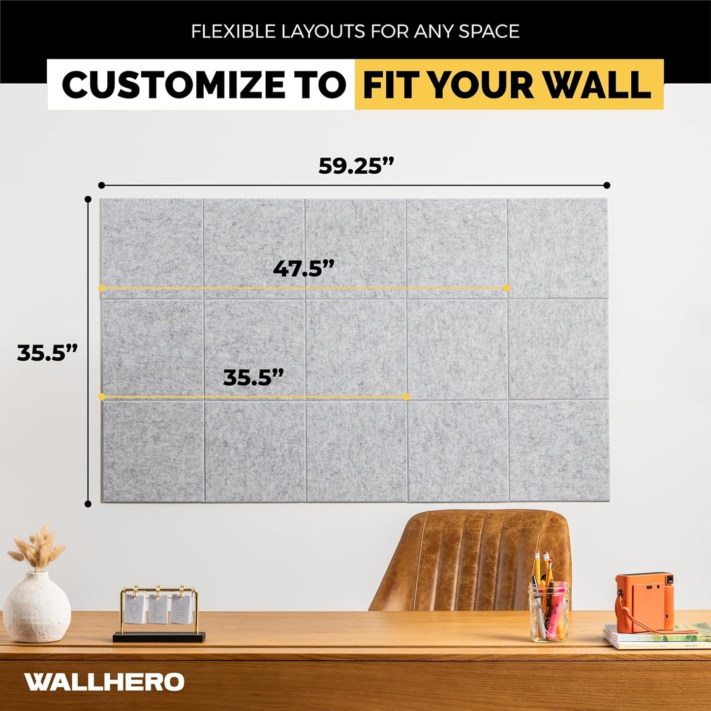 Office Cork Board, 59"x36" | 15 Pack | Large Cork Boards for Walls, Tac Board, Wall Protector for Dart Board, Corks Boards, Corkboard for Wall, Felt Board Tiles (Gray Marble)