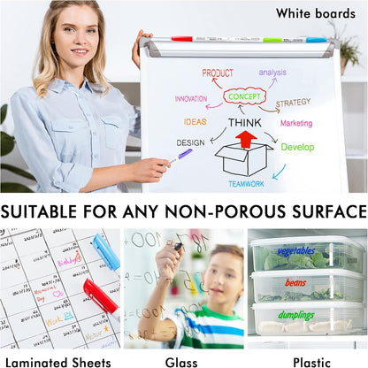 Shuttle Art Wet Erase Markers, 12 Colors 1mm Fine Tip Overhead Projectors Transparency Smudge-Free Markers, Works for Laminated Calendars Whiteboard Schedule Glass, Wipe with Water