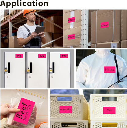 PARLAIM 3 X 5 Inch 4Rolls/1000 Per Roll Rectangle Inventory Color Coding Labels,Roll Square Label Stickers for Home(Fluorescent Pink)