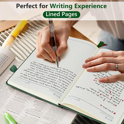 Lined Journal Notebook for Men & Women, 160 Pages College Ruled Journal for Writing, A5 Hardcover Leather Notebooks for Work, School, Business, Travel, Daily Diary 5.9" x 8.5" - Green