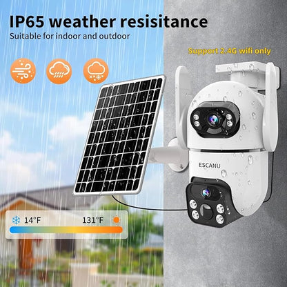 Dual Lens Security Cameras Wireless Outdoor for Home Security,WiFi,2-Way Audio,Night Vision,Motion Detection,No mothly fee Cameras,IP65 Water Proof