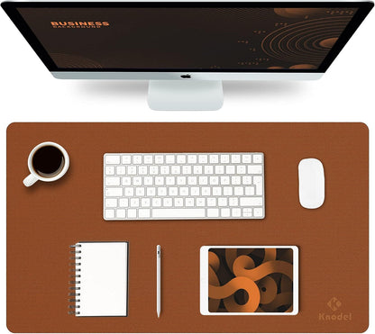 K KNODEL Small Office Leather Desk Mat, Mouse and Keyboard Pad, Computer and Laptop Mat, Desktop Protector and Cover, Writing Pad and Blotter (23.6"x13.8", Brown)