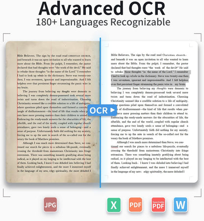CZUR Shine Ultra Smart Portable Document Scanner, Thin Book Scanner with OCR, USB Document Camera for Desktop/Laptop, Capture Size A3, Compatible with Windows & Mac OS (Not for Android & iOS)