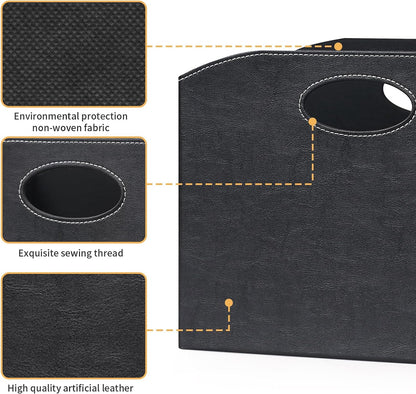 EZDeco Magazine Holder Foldable Magazine Rack Floor PU Leather File Holder Newspaper Book Storage Basket Document File Folder Organizer for Office Home