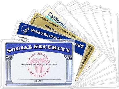 New Medicare Card Holder Protector Sleeves, Social Security Card Protector, 12 Mil Clear PVC Water Resistant Plastic Sleeves for New Medicare/Social Security/Business/ID/Credit Cards(6 Pack)