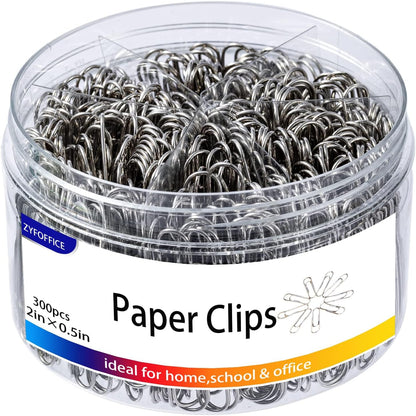 Colored Jumbo Paper Clips, 300pcs 2 Inch (50 mm) Paper Clip Paperclips Colorful Clips for Paperwork Ideal for Home, School and Office Use Colored