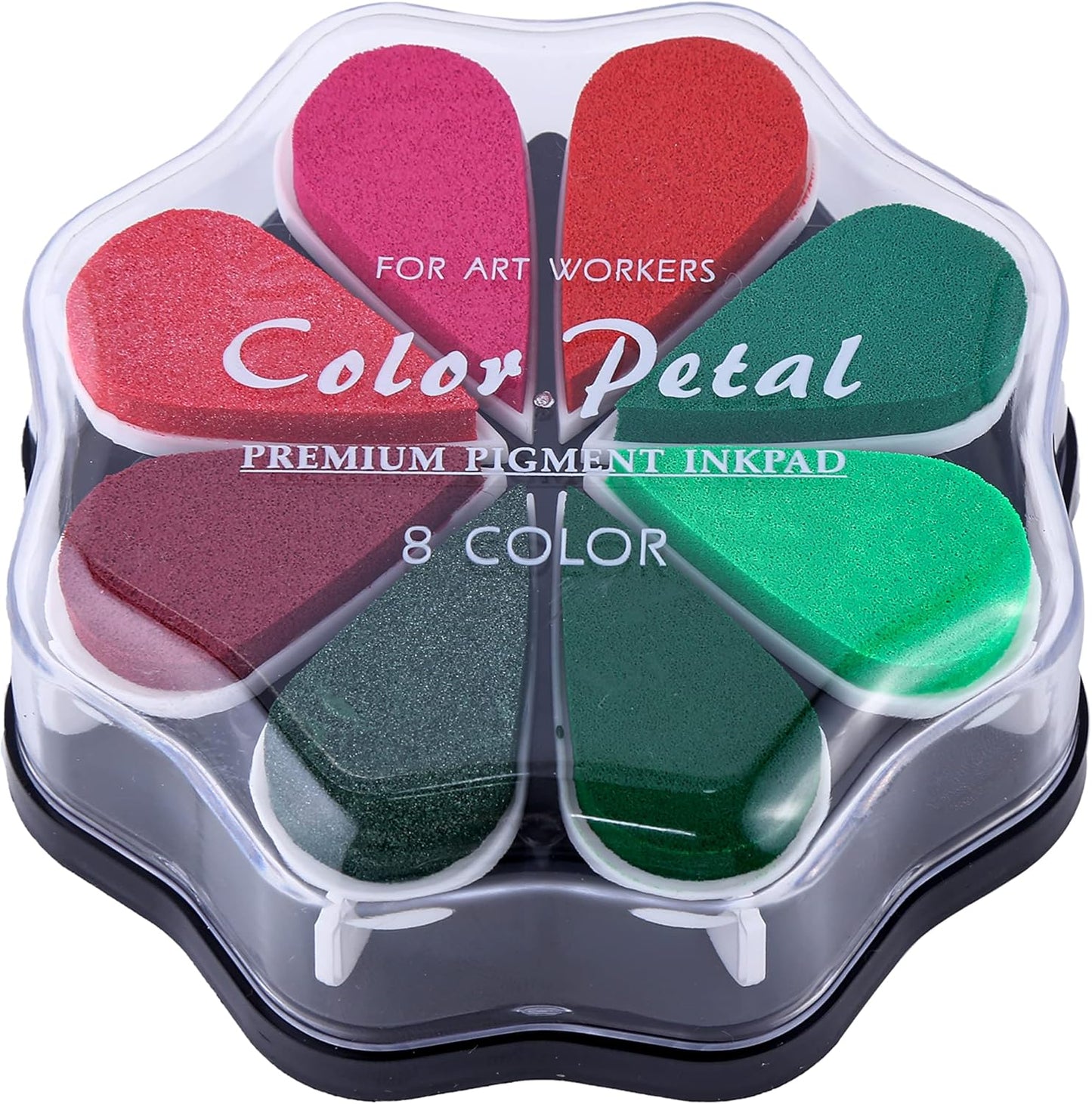 Petal Ink Pads for Rubber Stamps Waterdrop Shaped Stamp Pads with 8 Assorted Colors (Set 1020 Christmas Red Green)
