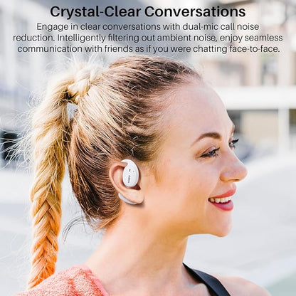 TOZO OpenEgo Open Ear Earbuds Bluetooth Headphones, AI Translation Wireless Earbuds with Real-Time 100+ LanguagesTranslation, 80Hrs Playtime, Digital Display, AI Clear Calls, Snow White