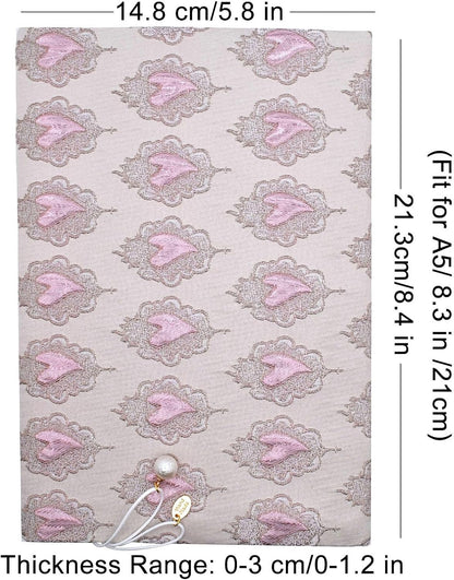 BLBMH A5 Book Covers for Paperbacks Book Cover Fit for 5.5x8.3 inch Adjustable Book Sleeve Cover for A5 Diary Books Fabric Softcover Protector for Notebook - Love
