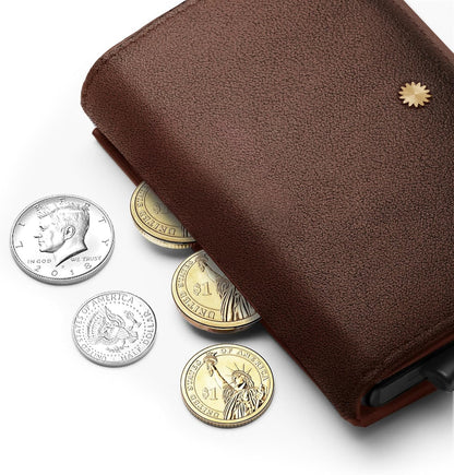 Unisex Trifold Cardholder Wallet/Genuine Leather Wallet / W5 (Coffee)