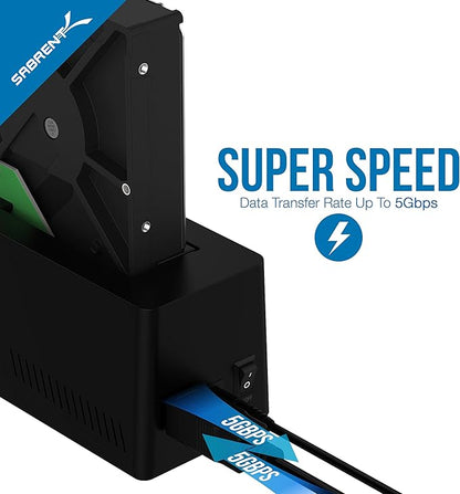 SABRENT USB 3.0 to SATA External Hard Drive Docking Station for 2.5" or 3.5"' HDD, SSD [Support UASP] (EC-UBLB)