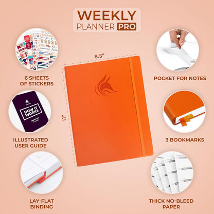 Clever Fox Planner PRO – Weekly & Monthly Life Planner to Increase Productivity, Time Management and Hit Your Goals, 8.5x11″ (Orange)