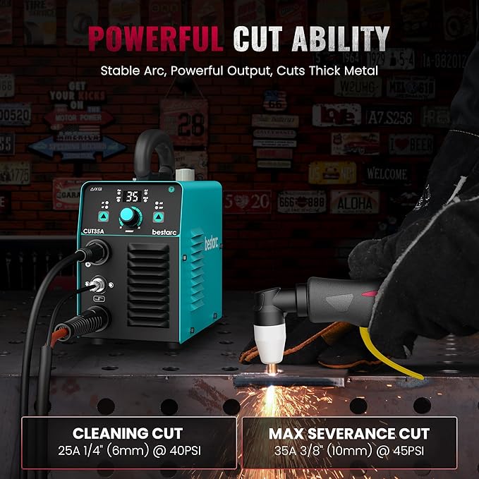 bestarc Plasma Cutter, 35Amps 110V Plasma Cutter Machine, IGBT Inverter bestarc Plasma Cutting Machine, 1/4" Clean Cut 1/2" Max Cut, Post Flow, 2T/4T for Beginners DIY