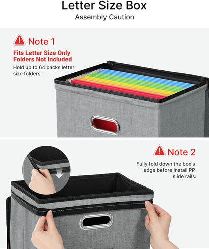 Oterri 1 Pack File Organizer Boxes with Lids, File Box with Mesh Pockets, Document Organizer Box for File Folders Letter Size, Zippers Filing Box for Home, Office, School (Grey, Without Folders)