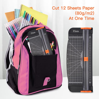 Paper Cutter,Portable Paper Slicer,12 Inch Paper Trimmer Scrapbooking Tool with Automatic Security Safeguard and Side Ruler for Craft Paper,A4 Paper,Coupon, Label and Cardstock (Black)