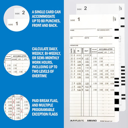 AMANO Calculating Time Clock with WiFi Connection to Free Cloud APP: View Employee Punch Times Remotely from Anywhere, Anytime (MJR-PLUSEZ)
