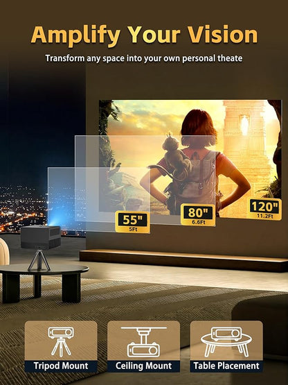 2200 ANSI Smart Projector with 1080P Native Office Video Projector, Indoor Movie Projector with 4K Support, Auto Focus,Home Theater Movie Projector with WiFi 6 & Bluetooth