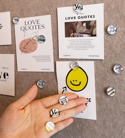 24Pcs Decorative Push Pins,Decorative Thumb Tacks for Bulletin Board, Cork Board Thumbtacks,Photos Wall Maps,Cute Thumbtack for Cubicle Decor,Classroom,Home and Office Decor(Motivational-Yes)