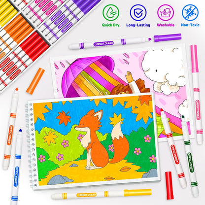 Officygnet 288 Count Washable Markers Bulk, Coloring Markers for Kids, Thin Marker Bulk in 12 Assorted Colors, Fine Line Marker with Conical Tip,Back to School Supplies, Teacher Classroom Must Haves