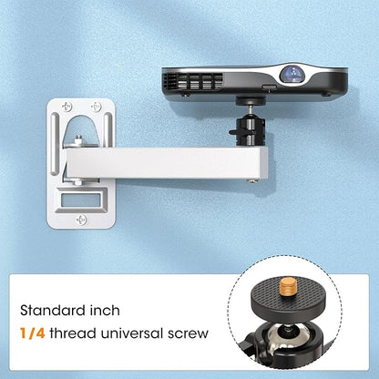 Mini Projector Wall Mount- Adjustable Tilt&Swivel Hanging Projector Holder Wall Mount Hanger Rack Stand with 1/4" Screw for Mini Projector with Cable Ties