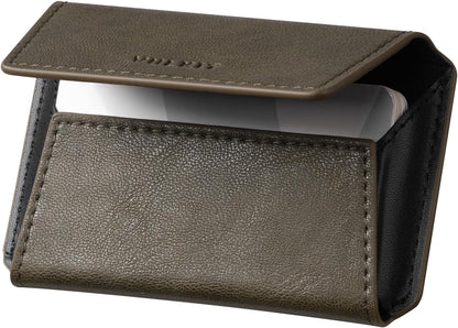 VULKIT Leather Business Card Holder Case for Men Slim Pocket Business Card Wallet Name Card Case Holder, Holds 20 Business Cards Olive