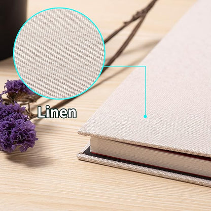 Photo Album Self Adhesive 4x6 5x7 6x8 8x10 8.5x11 11x10.6 Magnetic Scrapbook Album DIY Length 11x10.6 Inch 40 Pages Linen Cover Beige DIY Photo Album with A Metallic Pen and and Plastic Board
