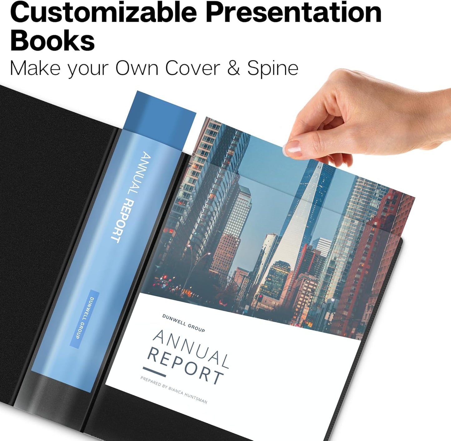 Dunwell Presentation Binder 48-Pocket, Displays 96 Pages, 8.5x11 Portfolio Binder with Plastic Sleeves, Storage and Organizer for Documents, Photos, Kids Artwork, Projects, Recipes (Black)