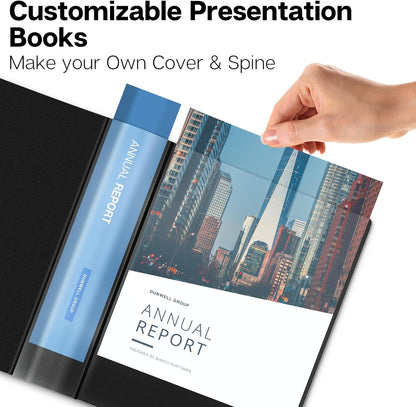 Dunwell Presentation Binder 48-Pocket, Displays 96 Pages, 8.5x11 Portfolio Binder with Plastic Sleeves, Storage and Organizer for Documents, Photos, Kids Artwork, Projects, Recipes (Black)