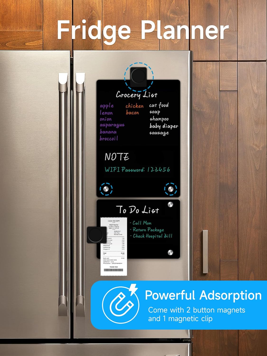 2 PCS Desktop Black Dry Erase Board with Stand - 12” x 8” Small Acrylic Black Board with Marker and Magnetic Clip, Reusable Desk Notepad, to-Do List, Menu Board Signs for Bar, Office, Home