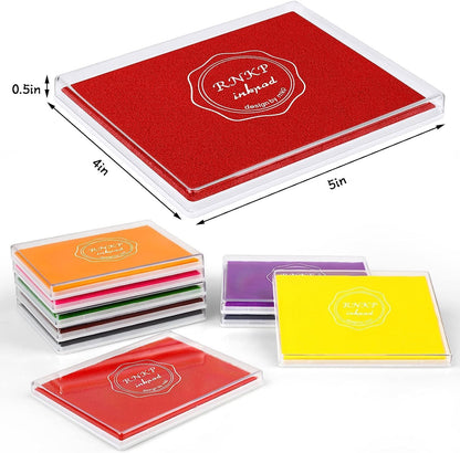 MOYBMG Large Red Permanent Ink Pad for Rubber Stamps, 5x4 Inch, Kids Non-Toxic Safe Ink Pad, Paper Wood Fabric