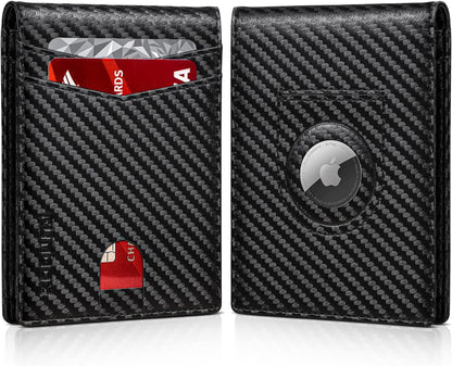 RUNBOX AirTag-Wallet-Mens-Slim-RFID Blocking Wallets Leather with Bill Compartment Air Tag Bifold Card Holder Wallet Gifts for Men Dad