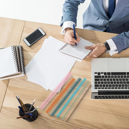 Leinuosen 120 Pack Plastic Spiral Binding Coils Kit Spirals Multi Size Coils for Binding Binder Combs Spines(1/4 5/16 3/8 1/2 5/8 3/4 Inch,Pastel Color)