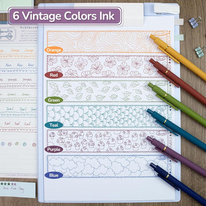 6 Pcs Color Pens for Journaling 0.5mm Fine Point Colored Gel Ink Pen, Smooth Writing Colorful Pens for Note Taking, Gift Set for Women & Men (6 Pcs Vintage Gold)