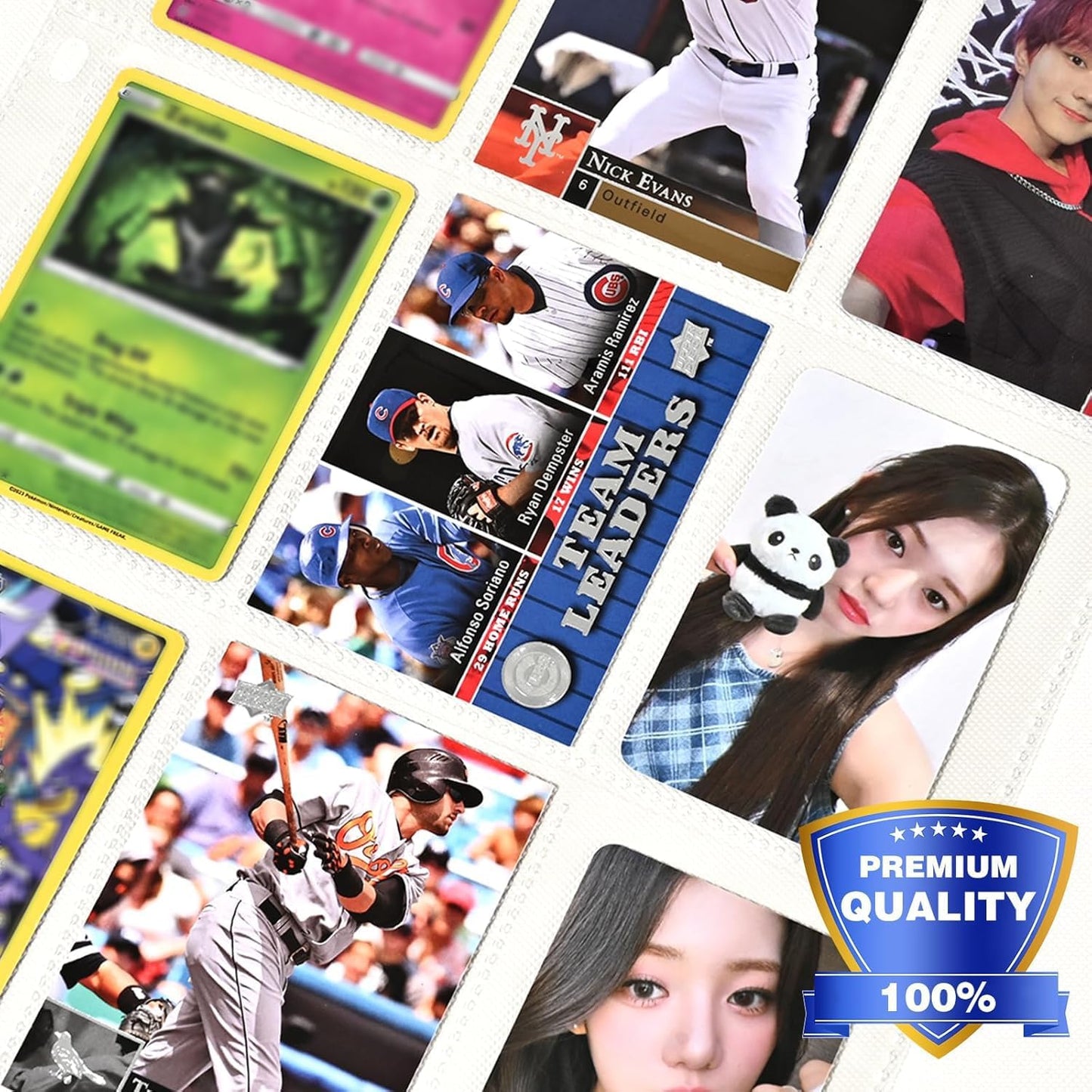 42 Pack 9 Pocket Double Side Card Sleeves Binder Sheets, Holds 756 Cards, Trading Card Binder Sleeves for 3 Ring Binder, Card Sleeve Pages for Baseball, Football, Business, TCG, Kpop Cards