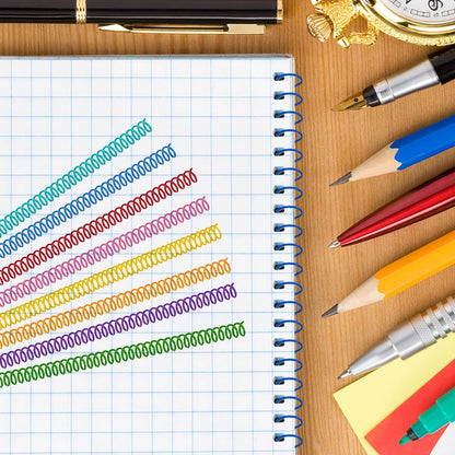 120 Pack Plastic Spiral Binding Coils Binder Binding Spirals Rings Multi Size Spiral Binding Wire Combs Spines Coils, 4:1 Pitch (1/4 Inch,Multicolor)