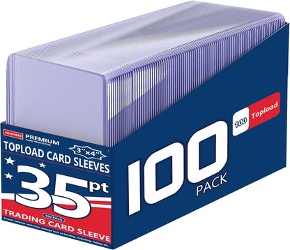 JohnBee Card Sleeves - 3"x4" Hard Plastic Top Loaders for Cards - Trading Card Sleeve & Baseball Card Holder - Premium Topload Ablum Photocard Holder for Sports, Game & Kpop Cards (Only 100 Hard)