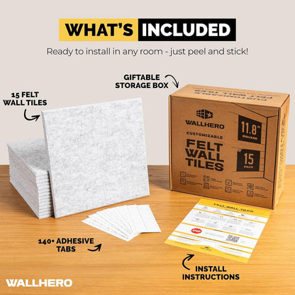 Office Cork Board, 59"x36" | 15 Pack | Large Cork Boards for Walls, Tac Board, Wall Protector for Dart Board, Corks Boards, Corkboard for Wall, Felt Board Tiles (Gray Marble)