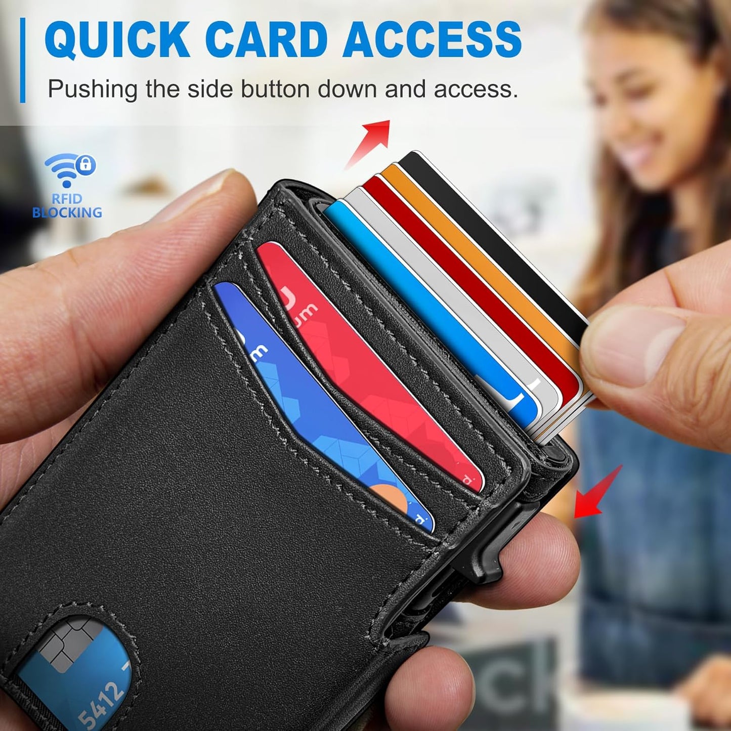 Men Wallet,with Money Clip Coins Pocket ID Window,Slim Front Pocket RFID Blocking Pop-up Card Holder 3.9"x 2.7", Gift Boxed