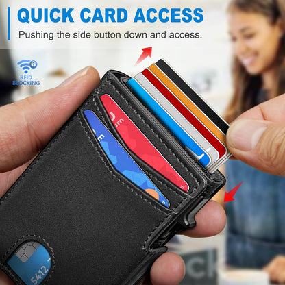 Men Wallet,with Money Clip Coins Pocket ID Window,Slim Front Pocket RFID Blocking Pop-up Card Holder 3.9"x 2.7", Gift Boxed