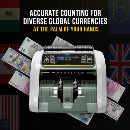 KOLIBRI KBR-500 Money Counter Machine Mixed Denomination | Business Grade Cash Counter Machine w/Advanced IR/UV/MG/MT/Counterfeit Detection, Multi-Currency (USD CAD MXN GBP EUR)