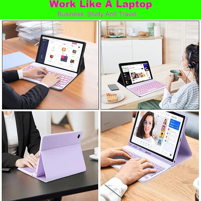 Keyboard Case for Samsung Galaxy Tab A11 Plus/ A9 Plus 11 inch (SM-X210/X216/X218) 2023, Backlite A9+ Keyboard Case with S Pen Holder(Purple)