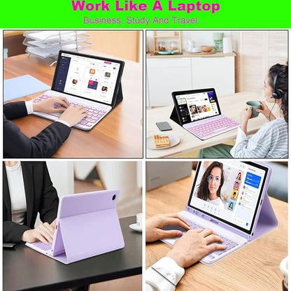 Keyboard Case for Samsung Galaxy Tab A11 Plus/ A9 Plus 11 inch (SM-X210/X216/X218) 2023, Backlite A9+ Keyboard Case with S Pen Holder(Purple)